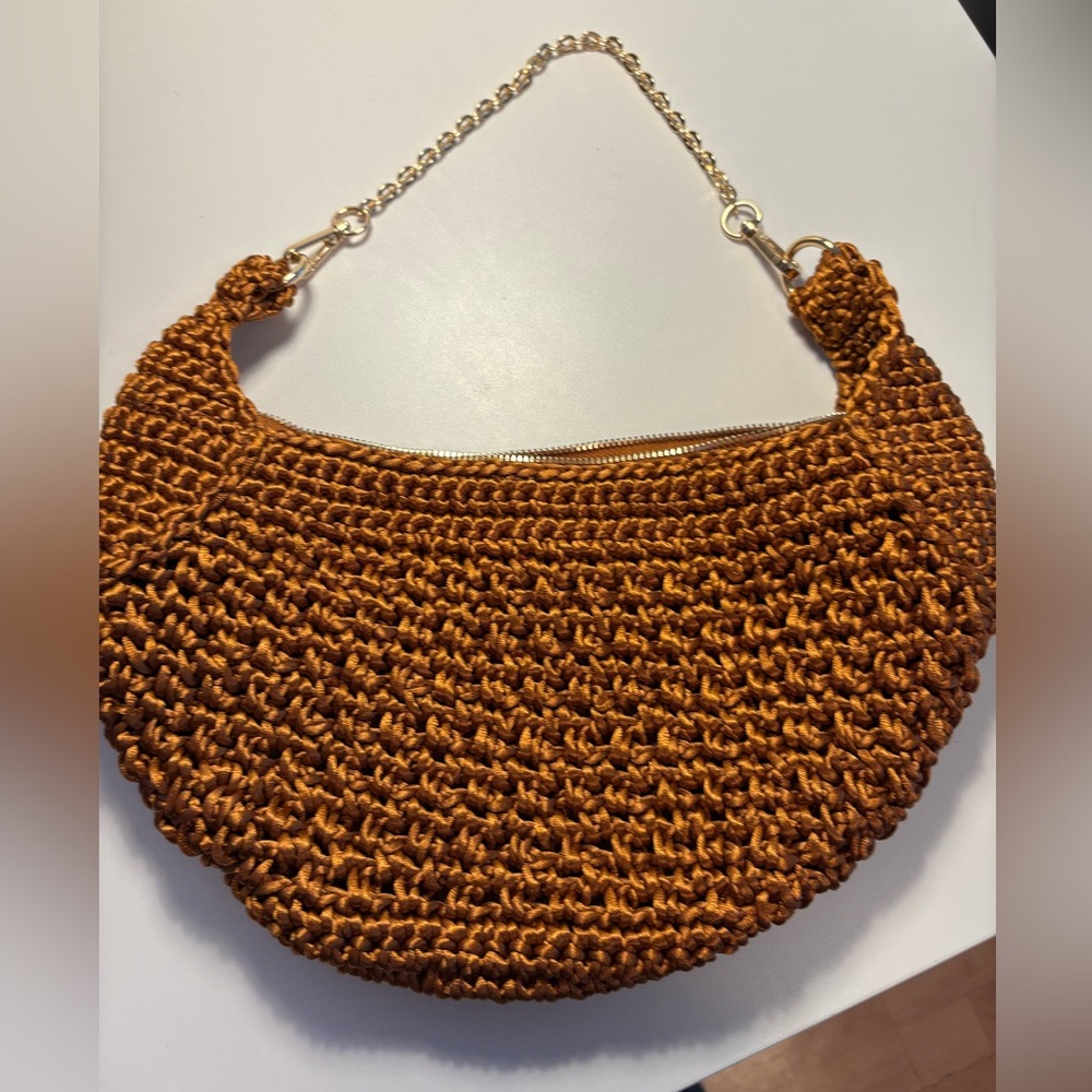 Zara Crocheted Purse with Gold Chain